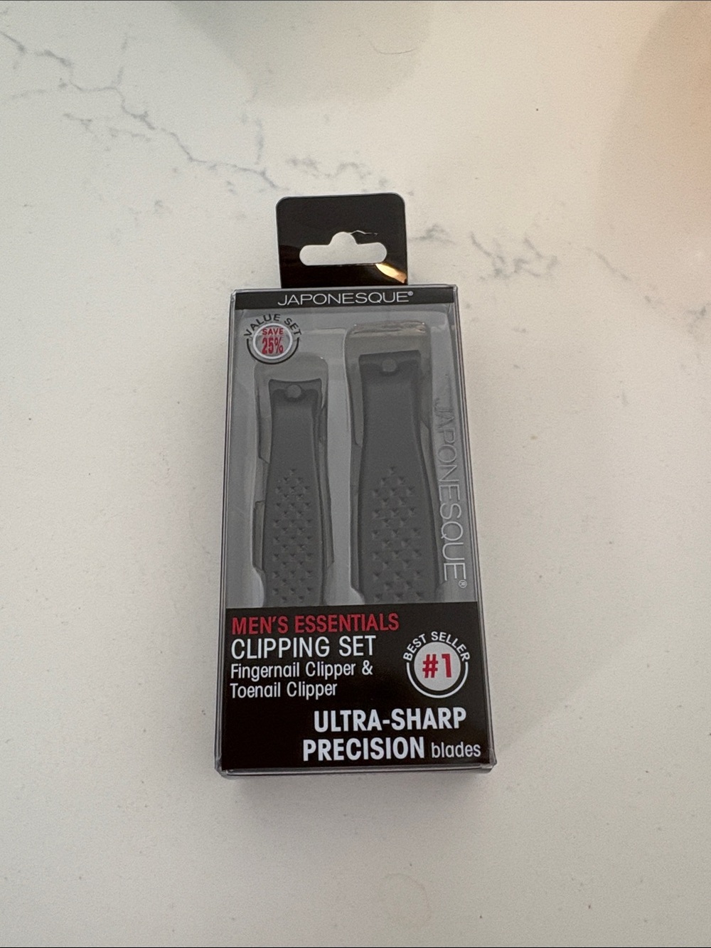 Japonesque Men’s Essentials Black Fingernail & Toenail Clipper Set